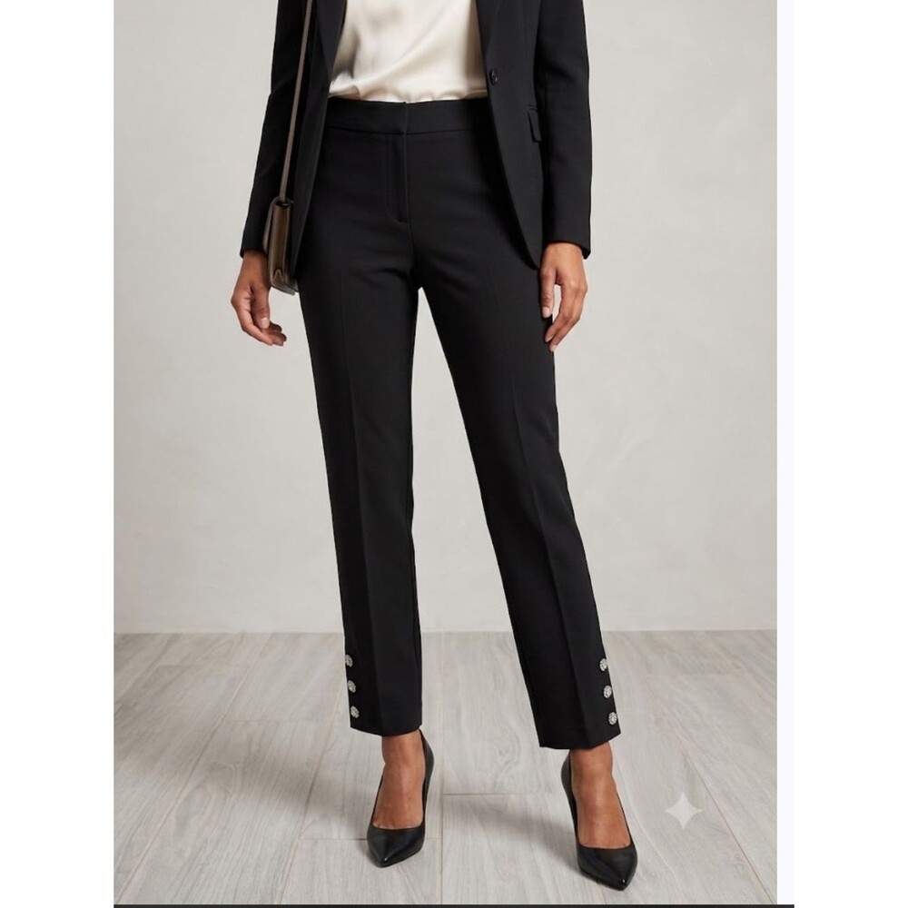 NWOT kate spade Black Cropped Dress Pants with Decorative Hem Buttons